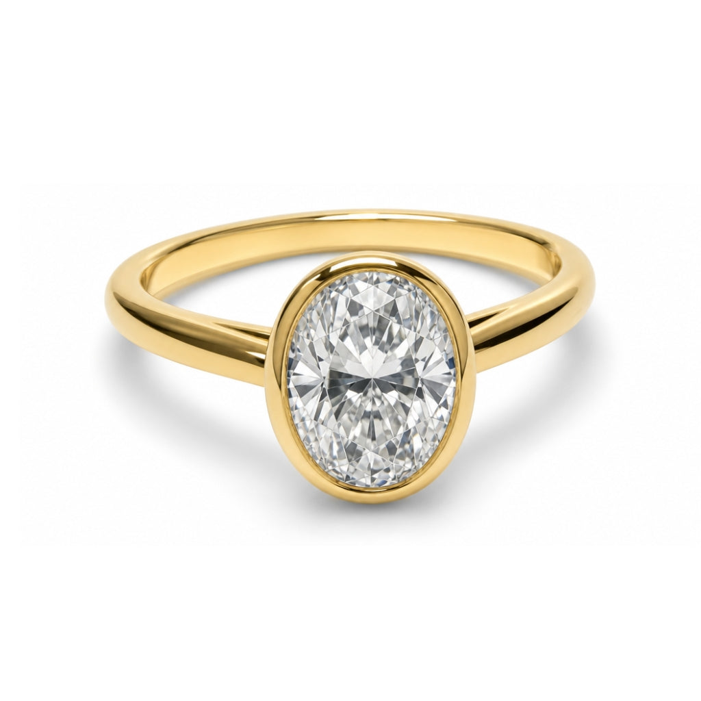 Anillo de compromiso solitario con diamante lab-grown oval 1 ct