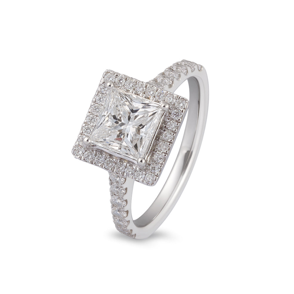 Anillo de compromiso con diamantes laterales lab-grown 1.88 ct