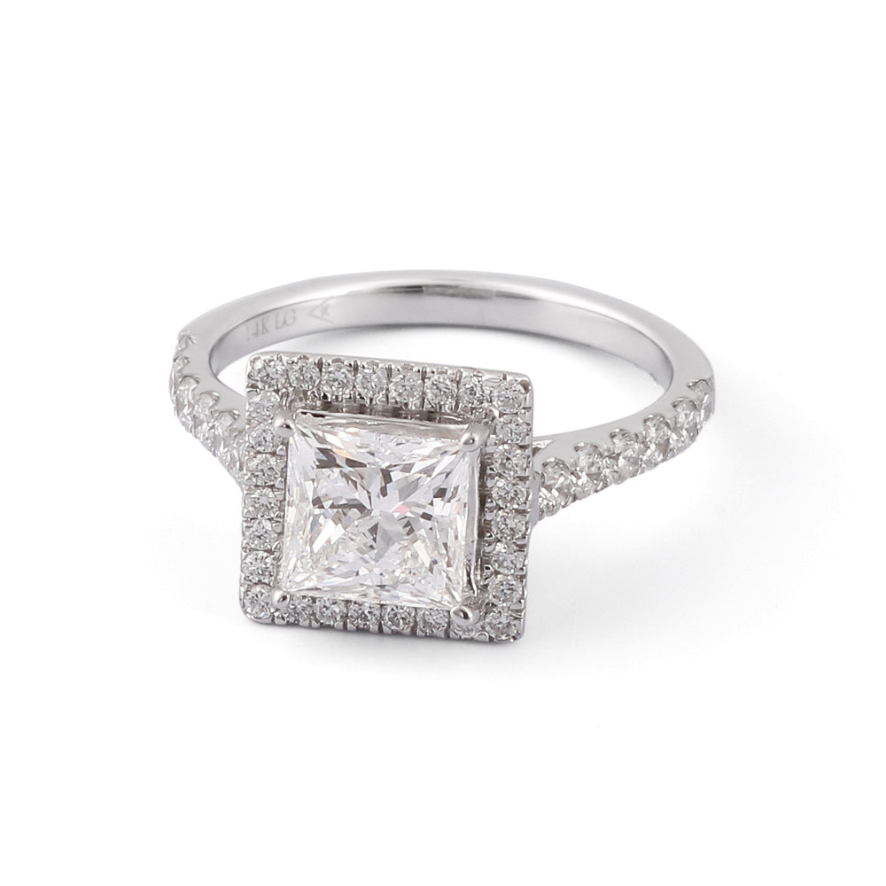 Anillo de compromiso con diamantes laterales lab-grown 1.88 ct