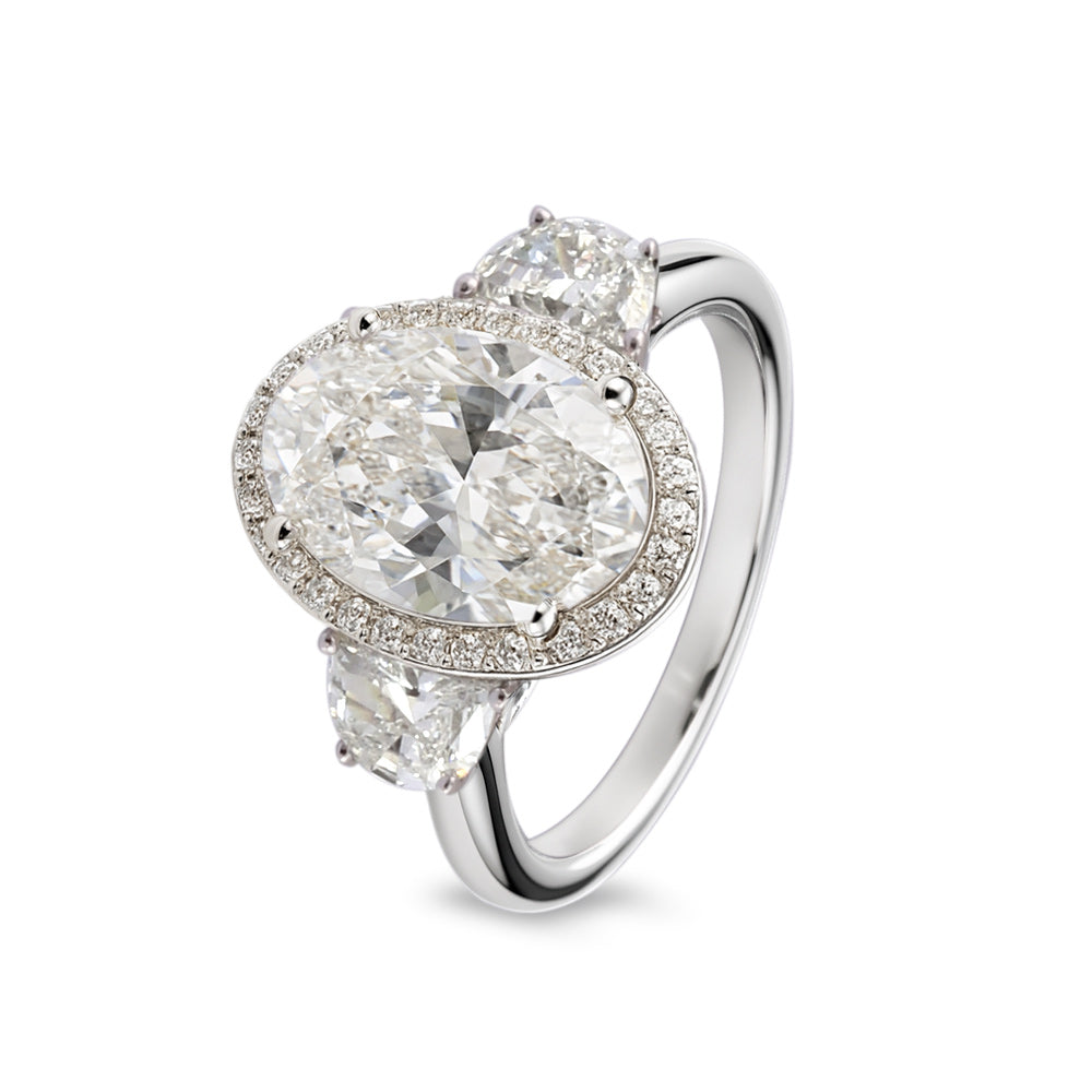 Anillo de compromiso con diamantes laterales lab-grown 3.59 ct