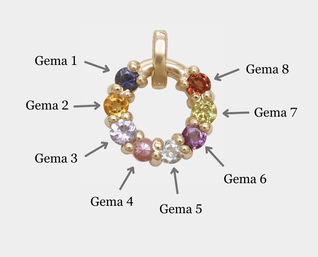 Dije diseño Círculo de la Vida con 8 gemas