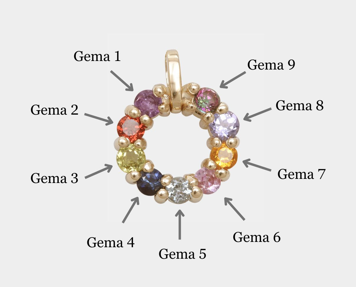 Dije diseño Círculo de la Vida con 9 gemas