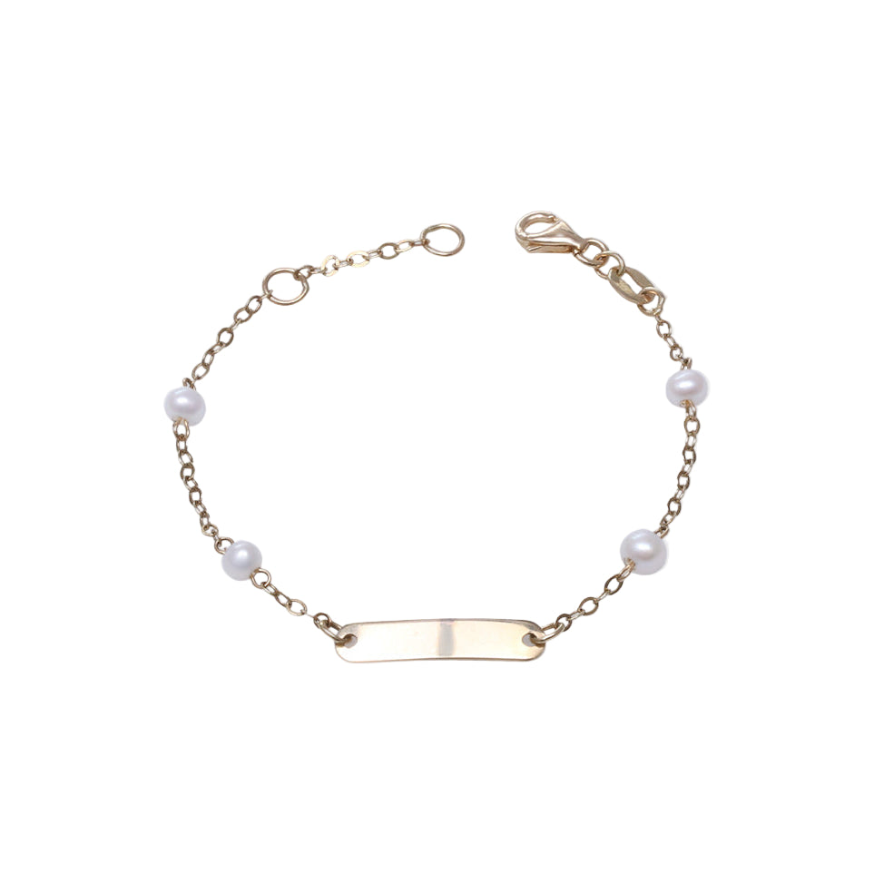 Esclava infantil tejido rolo con placa y perla