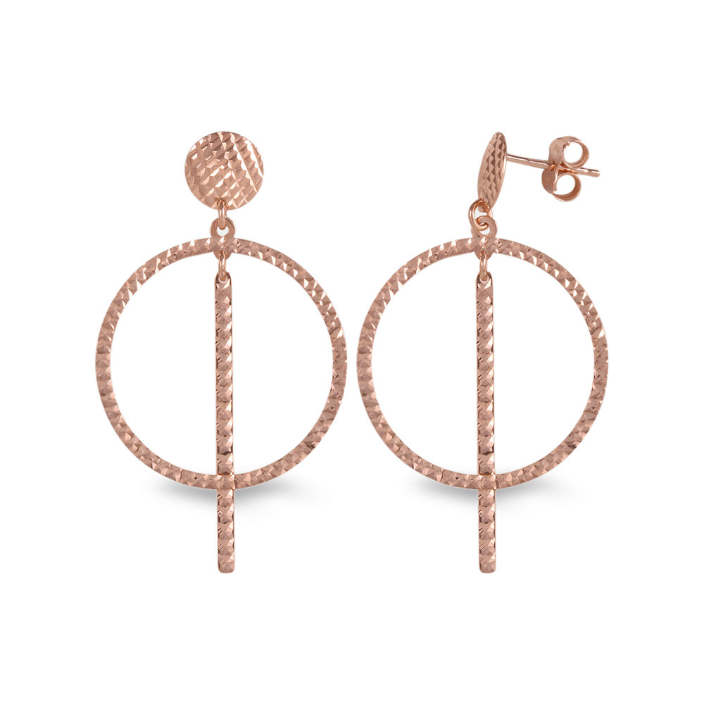 Aretes largos diseño de circulo con barra delgada