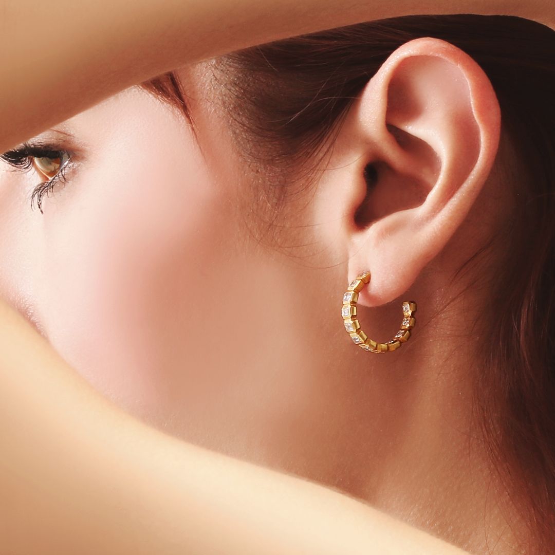 Arracadas con diamantes corte esmeralda