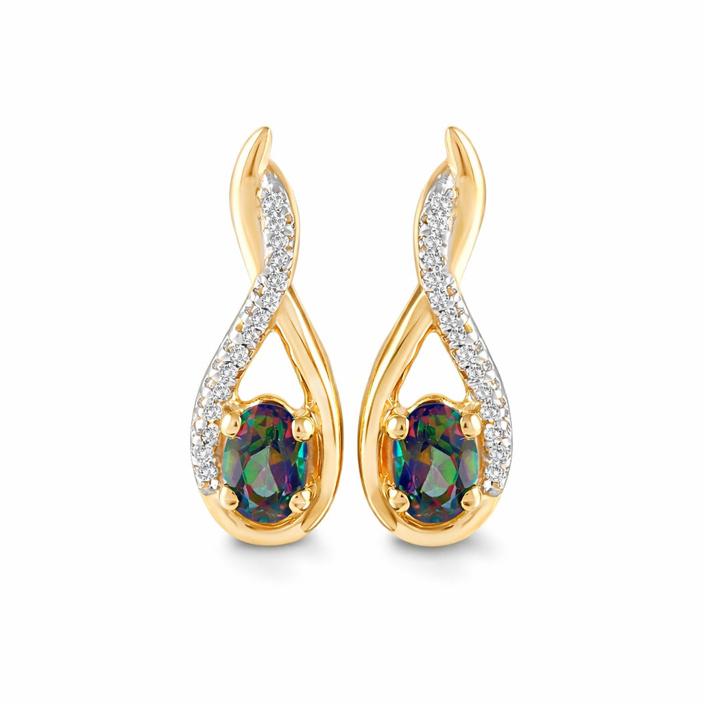 Aretes con topacio místico y diamantes