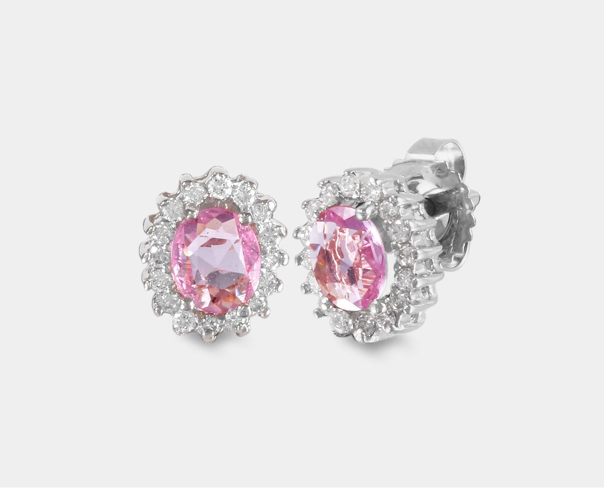 Aretes con Zafiro Rosa y Diamantes  FH2C-FJ46-ZAFROS