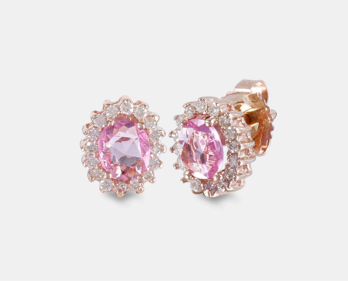 Aretes con Zafiro Rosa y Diamantes  FH2C-FJ46-ZAFROS