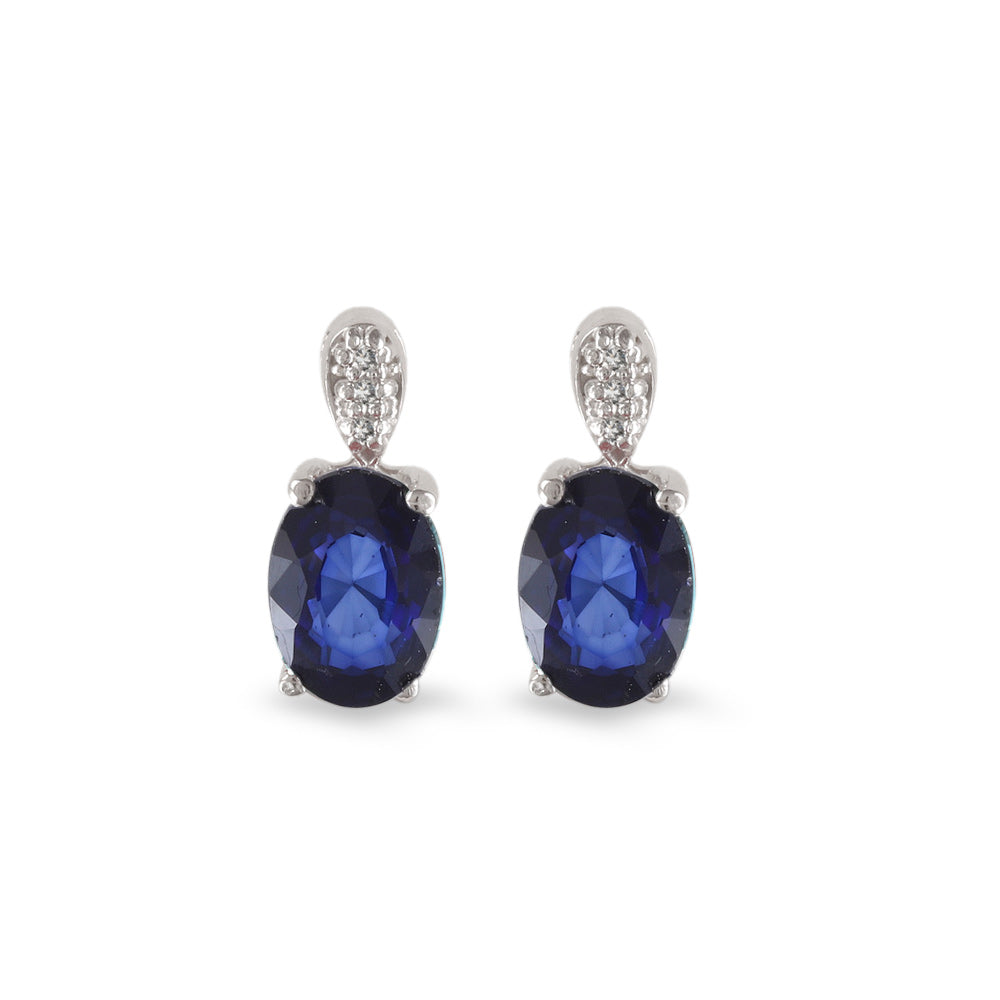 Aretes con zafiro lab-grown y diamantes