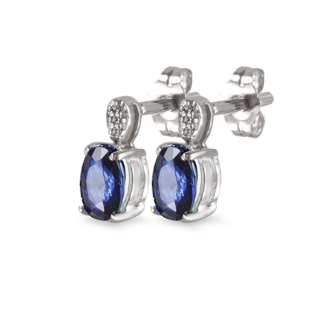 Aretes con zafiro lab-grown y diamantes