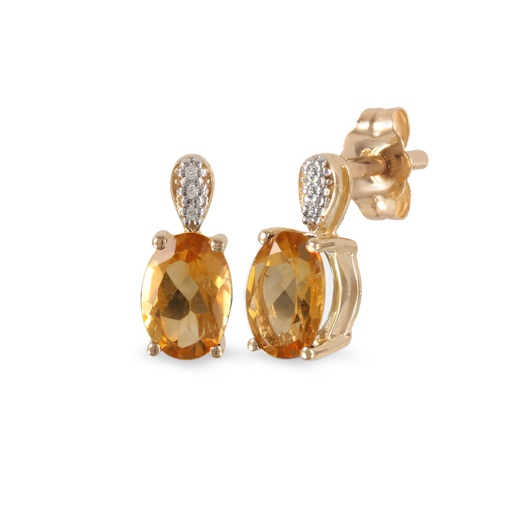 Aretes con citrina y diamantes