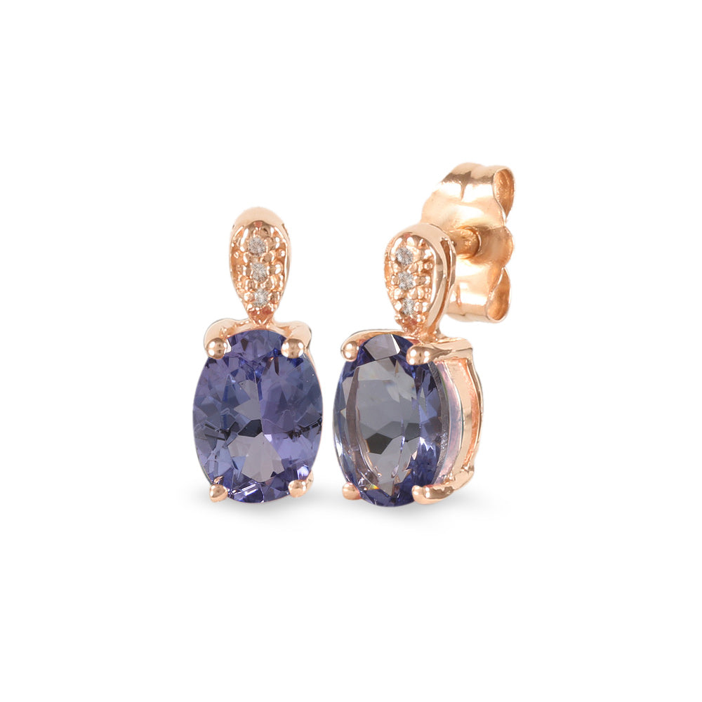 Aretes con tanzanita y diamantes
