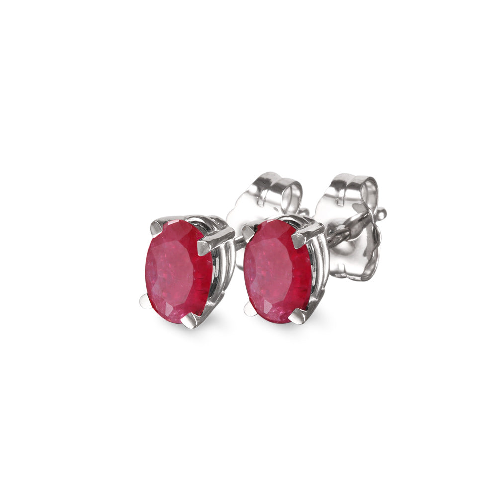 Aretes estilo corto con rubí oval