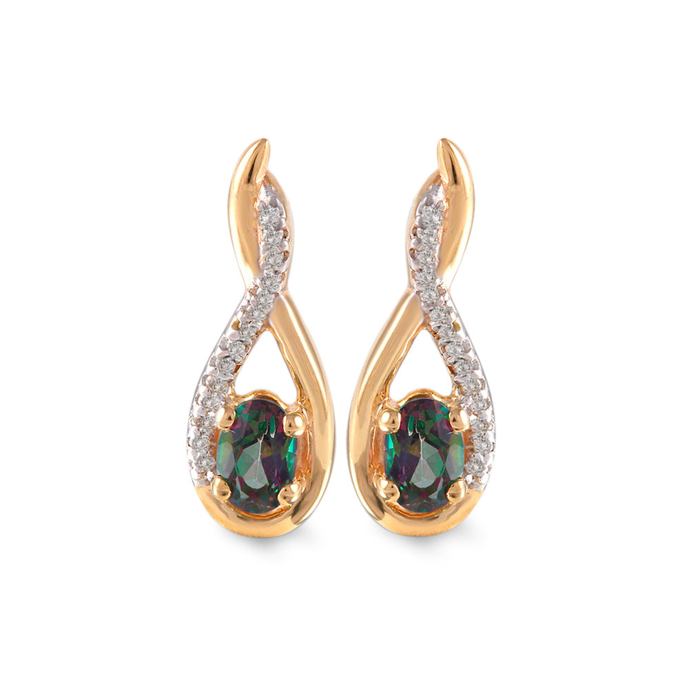 Aretes con topacio místico y diamantes