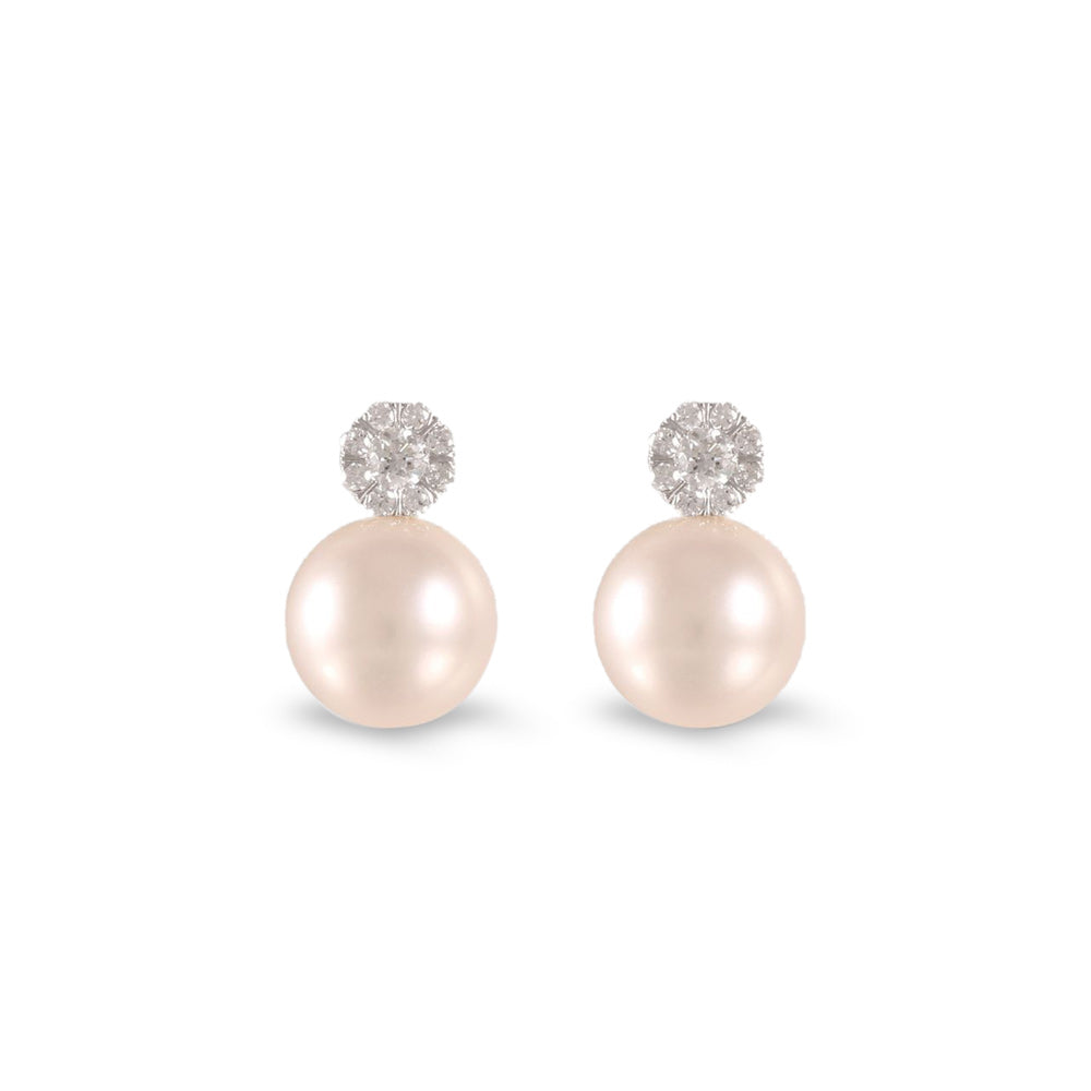 Aretes con perla y diamantes