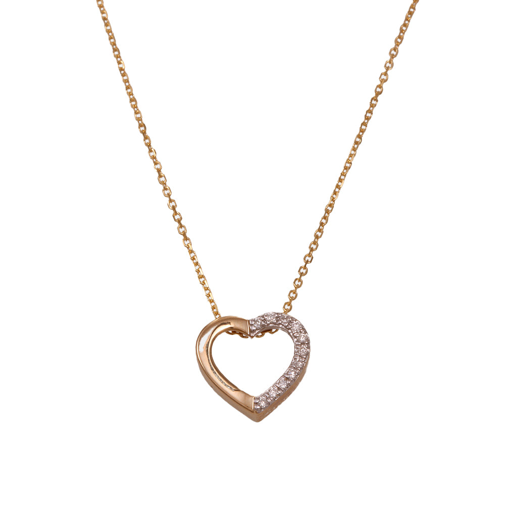 Cadena con dije corazón con diamante 0.04 ct