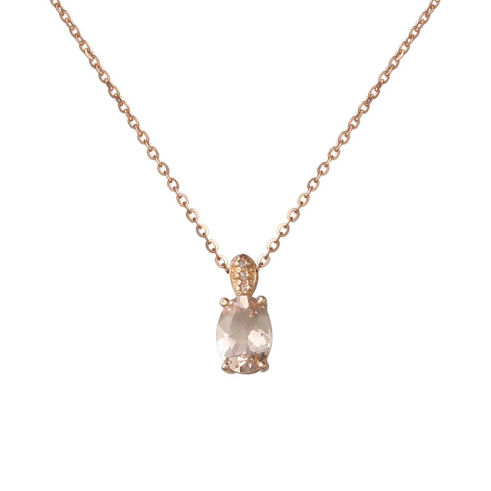 Cadena y dije con morganita y destellos de diamantes