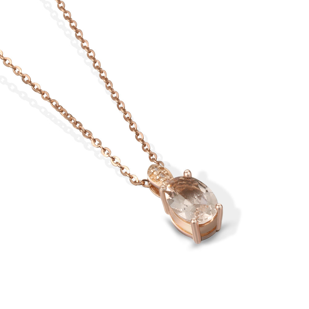 Cadena y dije con morganita y destellos de diamantes