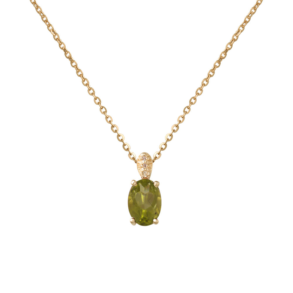 Cadena y dije con peridoto y destellos de diamantes
