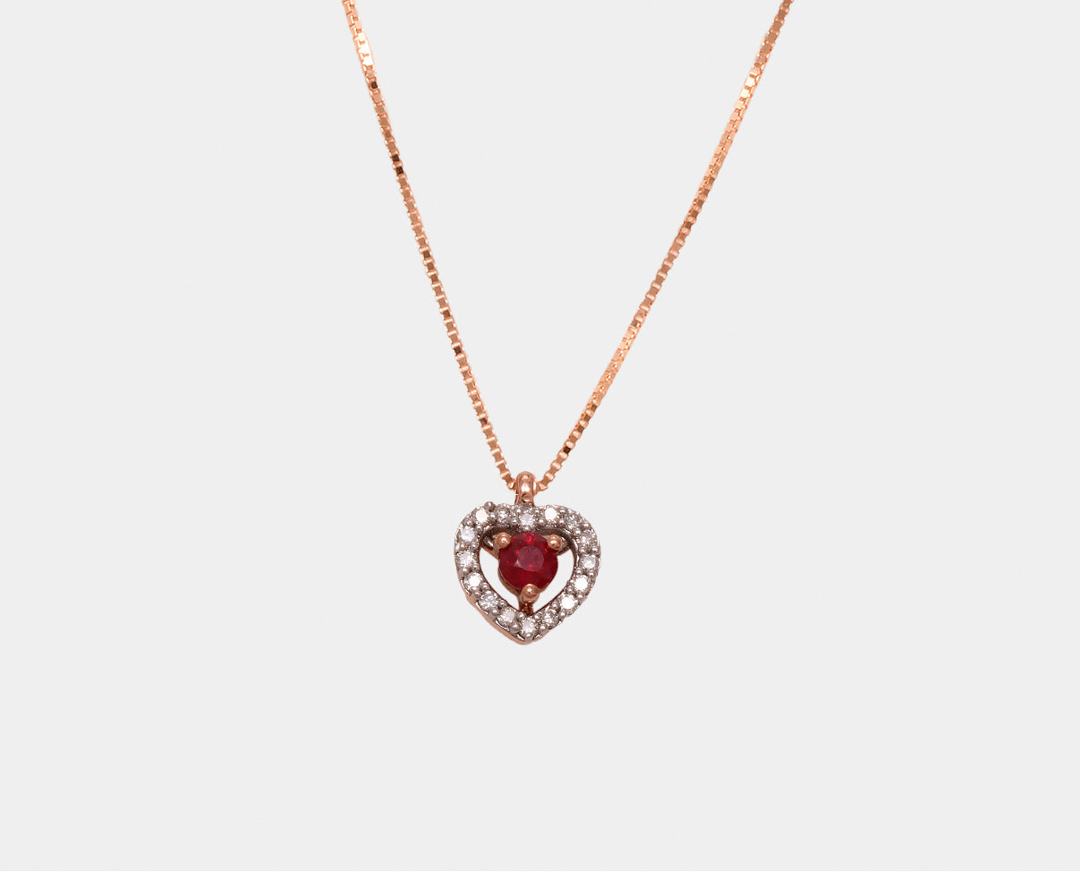 Gargantilla dije Corazón con Rubí y Diamantes