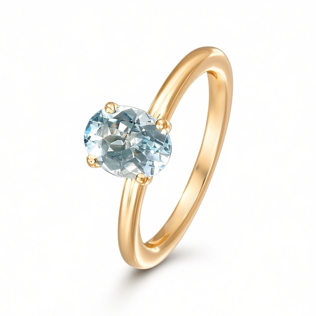 Anillo solitario con aguamarina