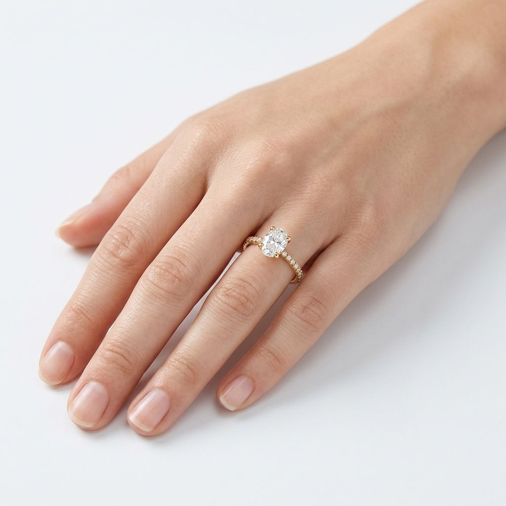 Anillo de compromiso con diamante central lab-grown 1.09 ct  y diamantes laterales