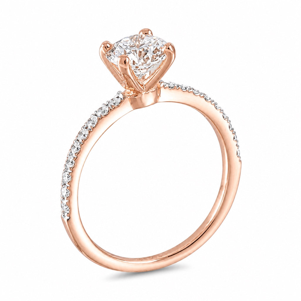 Anillo de compromiso con diamante central lab-grown 1.03 ct  y diamantes laterales