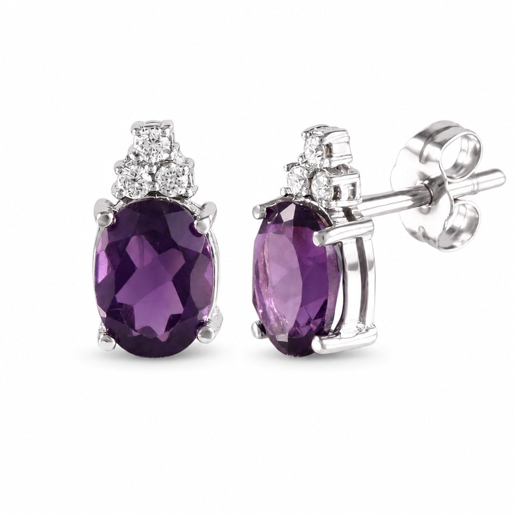 Aretes con amatista y diamantes