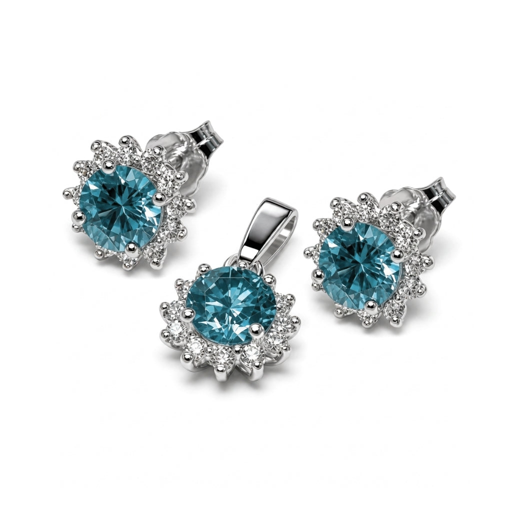 Juego de dije y aretes con topacio