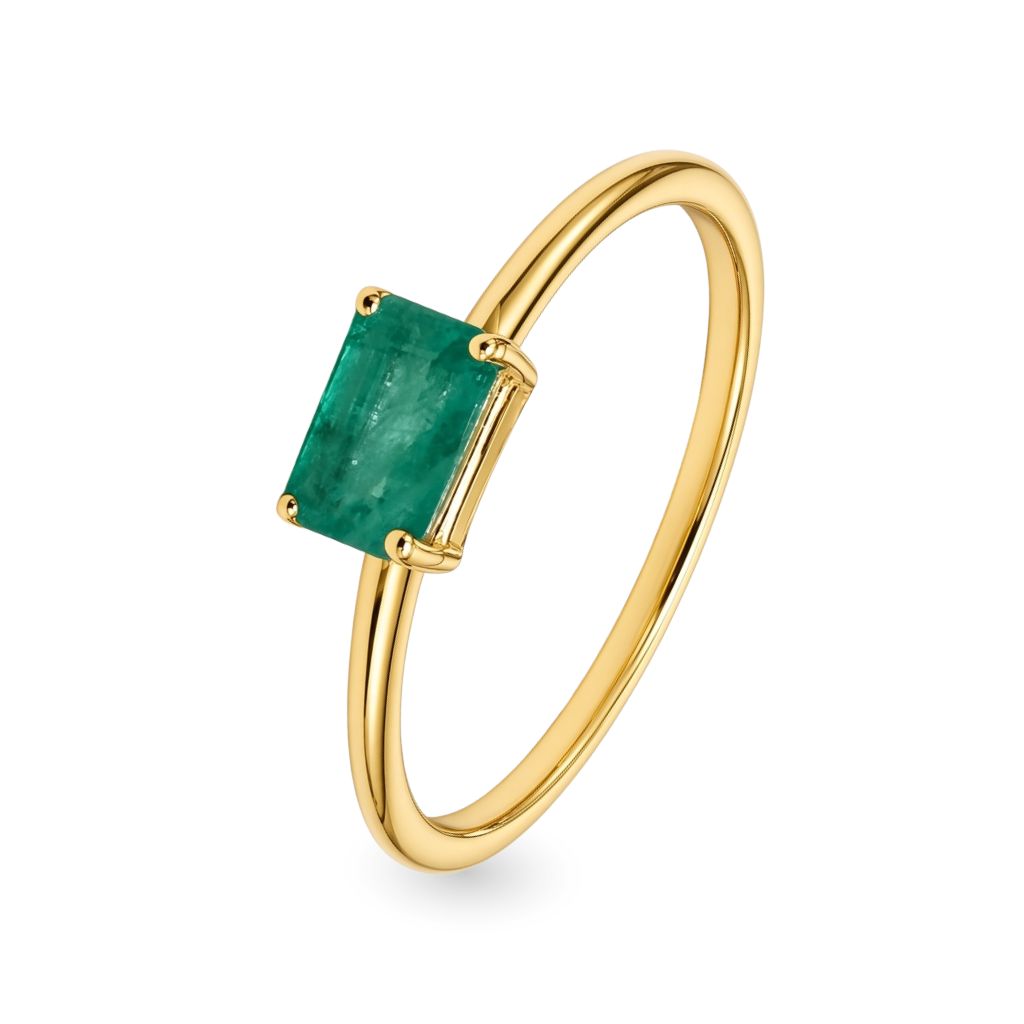 Anillo solitario con esmeralda