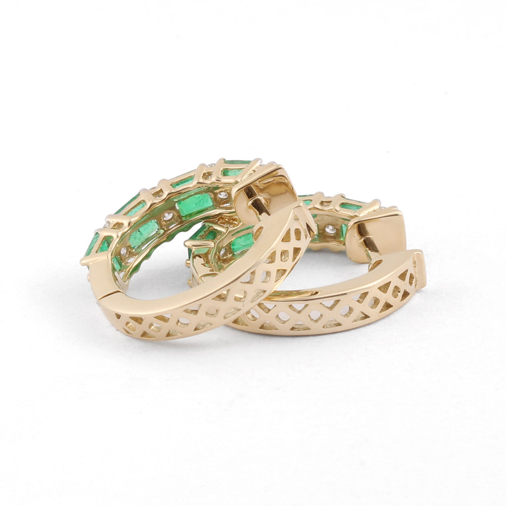 Arracadas con esmeralda y diamantes en oro rosa