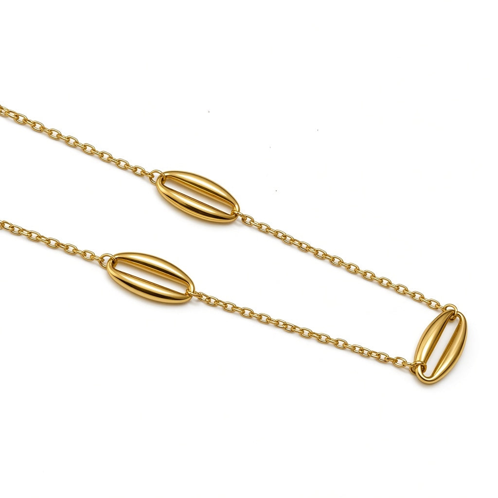 Pulsera oro amarillo 10k con eslabones estilo de grano de café