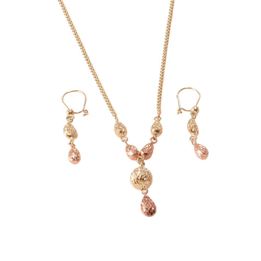 Juego de gargantilla y aretes diseño de gotas y esfereas