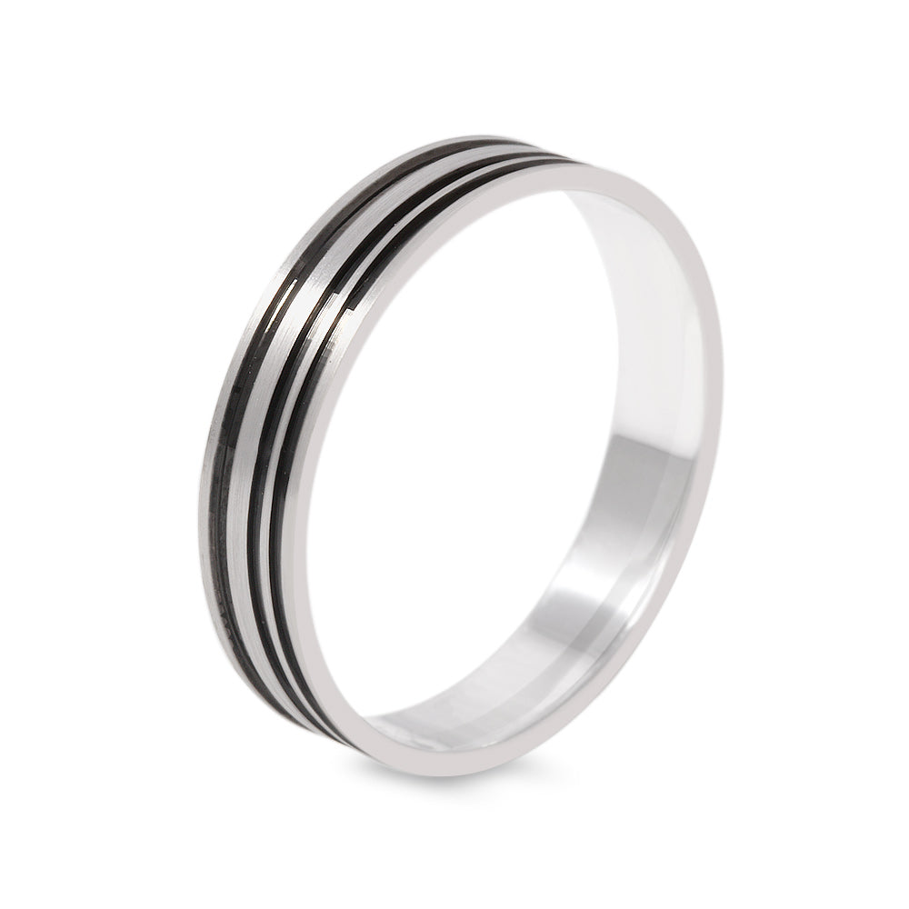 Argolla de matrimonio diseño combinado con rodio negro ancho 4 mm