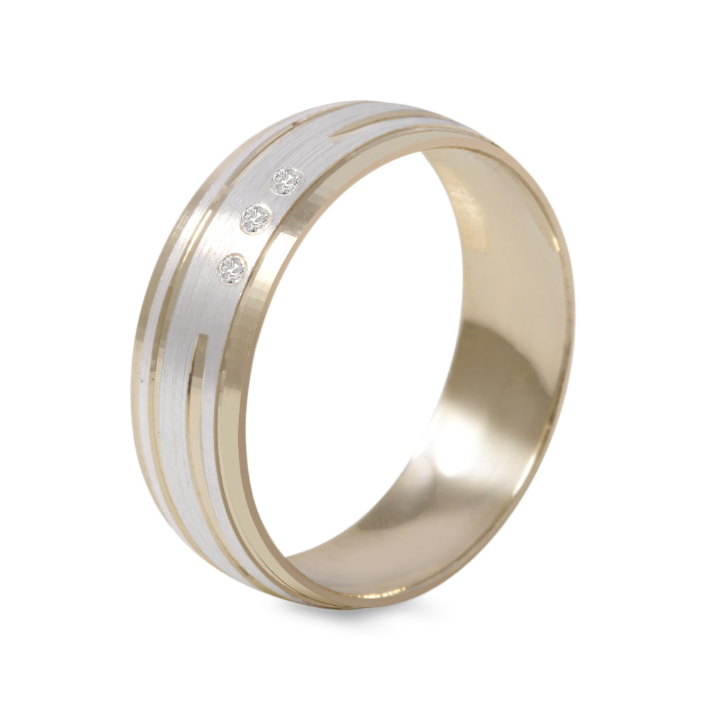 Argolla de matrimonio diseño combinado con circonia ancho 6 mm