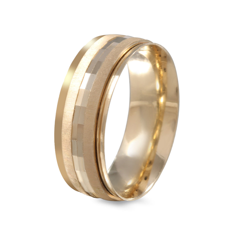 Argolla de matrimonio diseño facetado ancho 6 mm