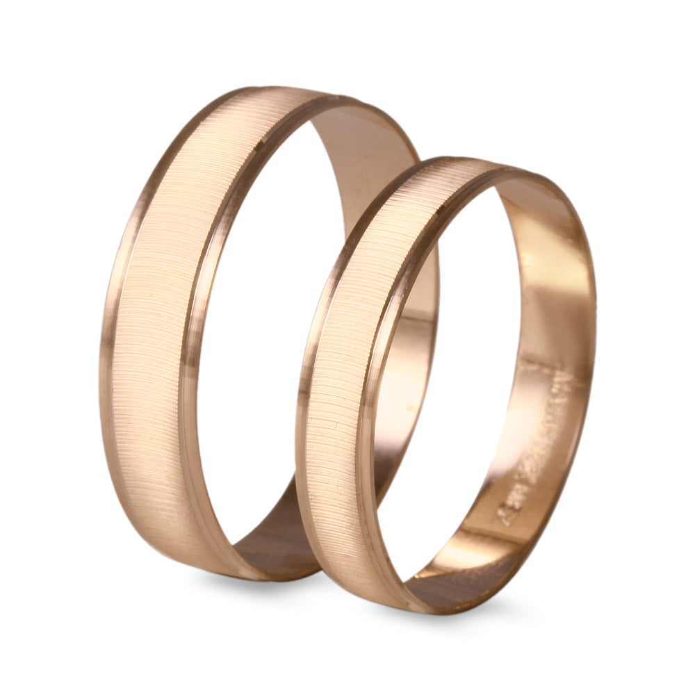 Par de argollas de matrimonio ligeras diseño cepillada con bisel