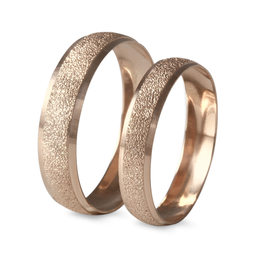 Par de argollas de matrimonio ligeras diseño escarchado