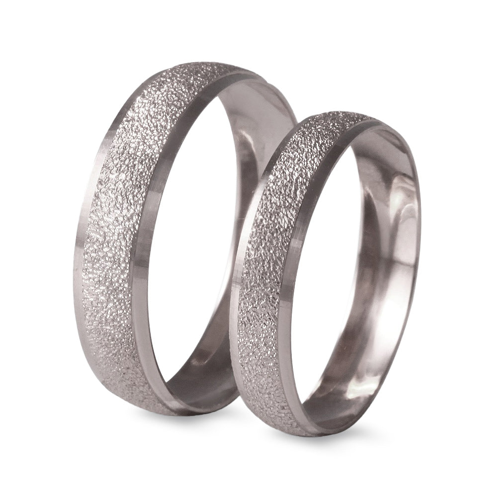 Par de argollas de matrimonio ligeras diseño escarchado