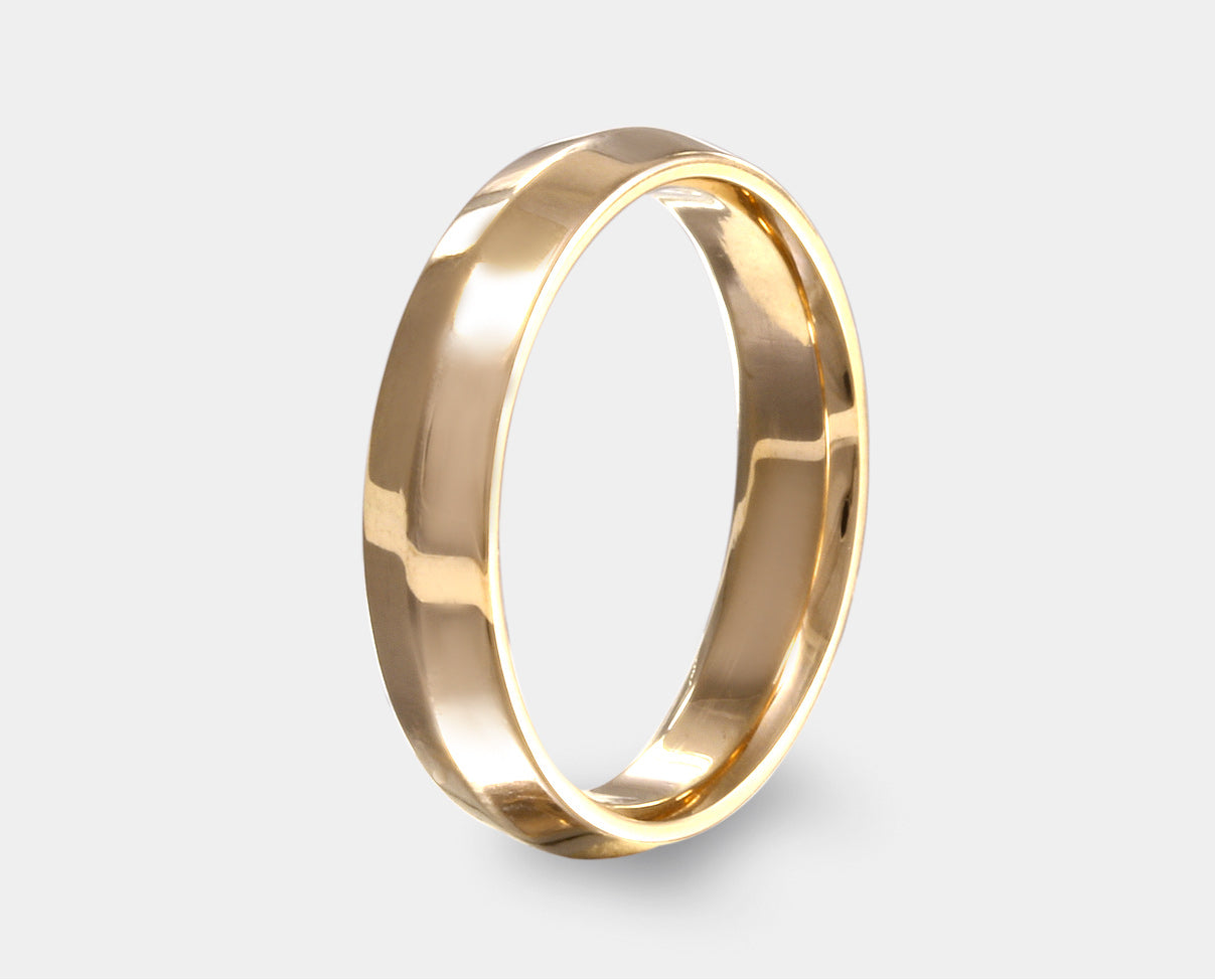 Argolla lisa oro 14k, 4 mm con confort disponible en oro amarillo, blanco o rosa. Argollas de matrimonio. Anillos de boda.