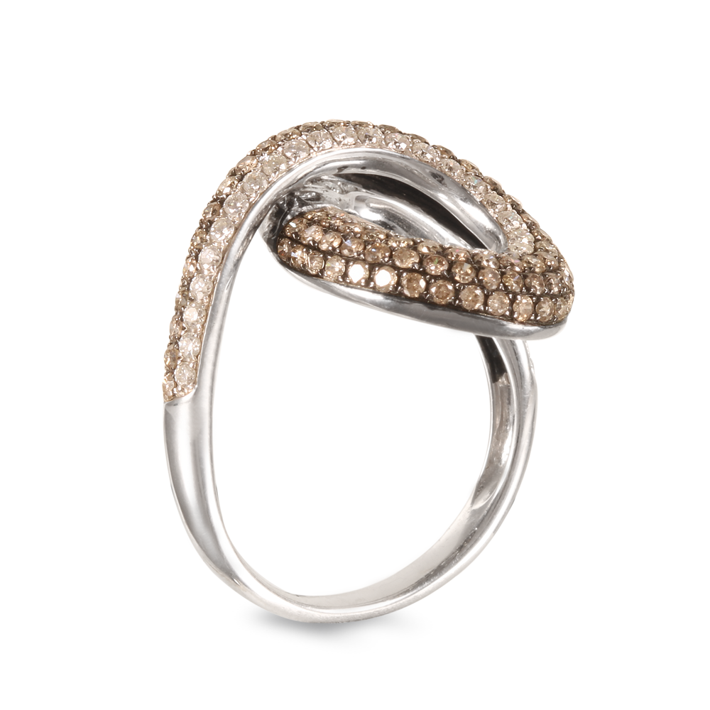 Anillo estilo entrelazado con diamante champagne