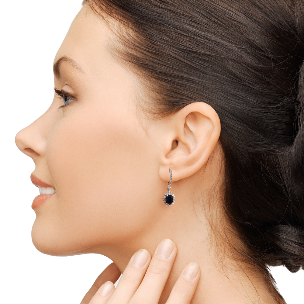 aretes con zafiro y diamantes