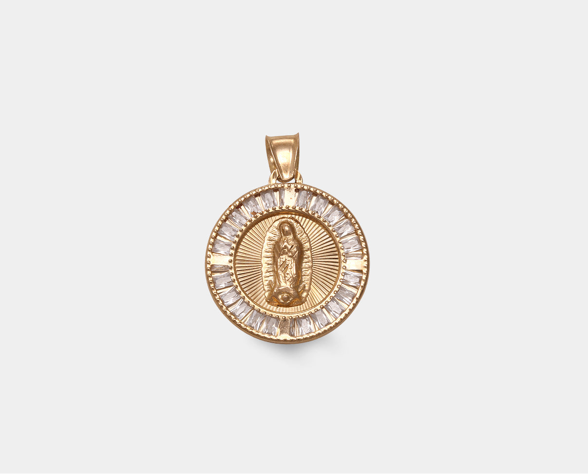 Medalla Virgen Guadalupe con Zirconia Oro Amarillo 10k. 