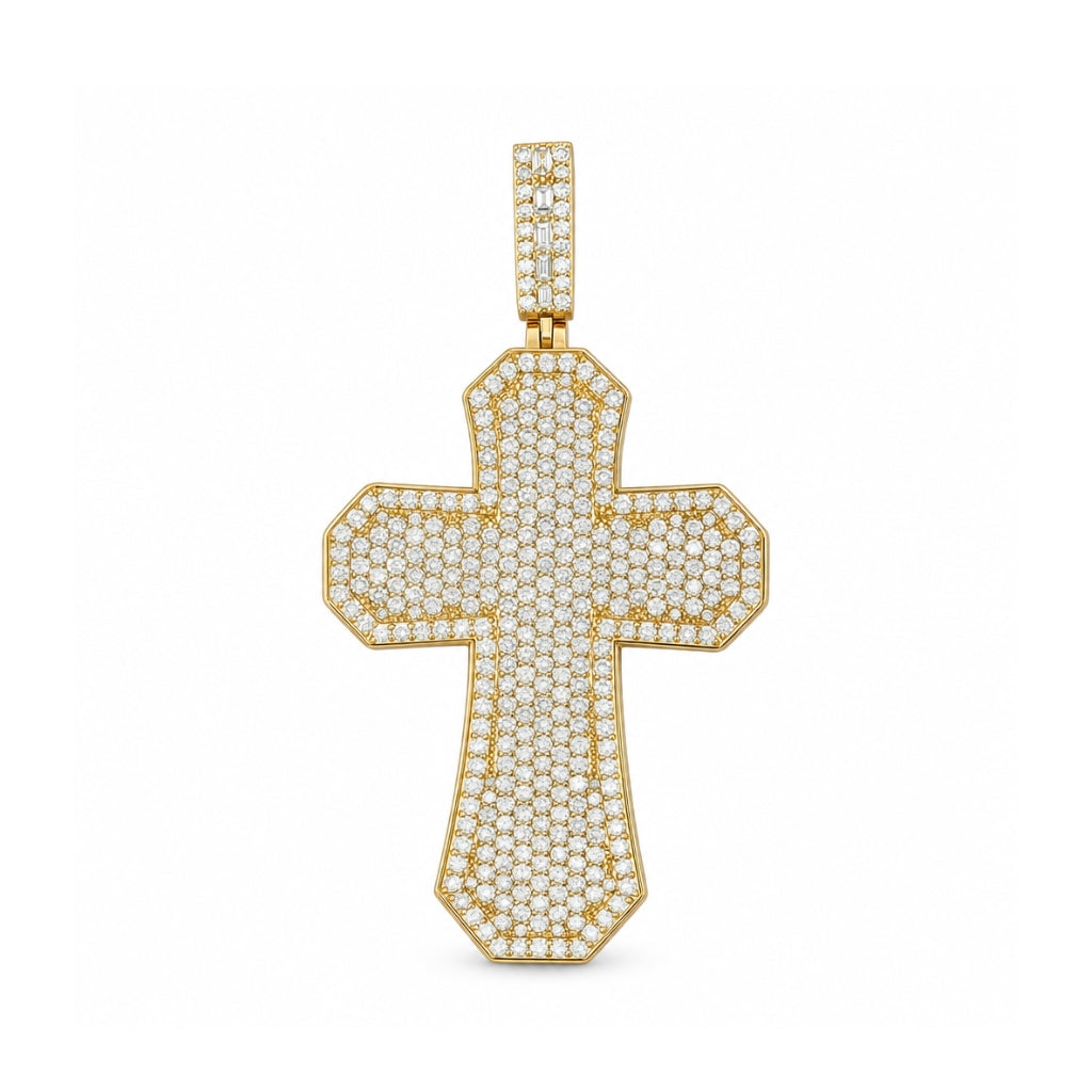 Dije de cruz con páve de diamantes