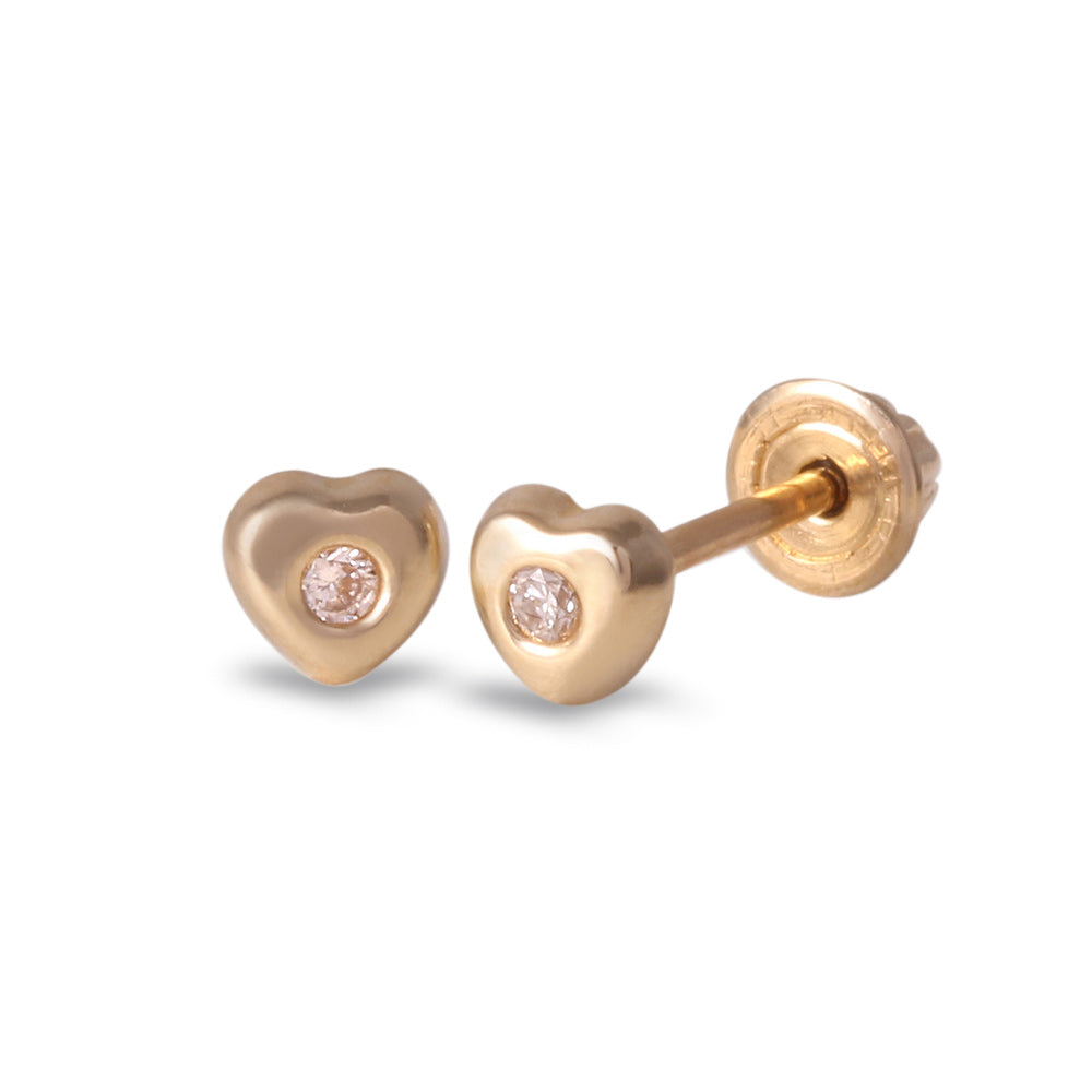 Broqueles con diseño corazón con diamante 0.02 ct