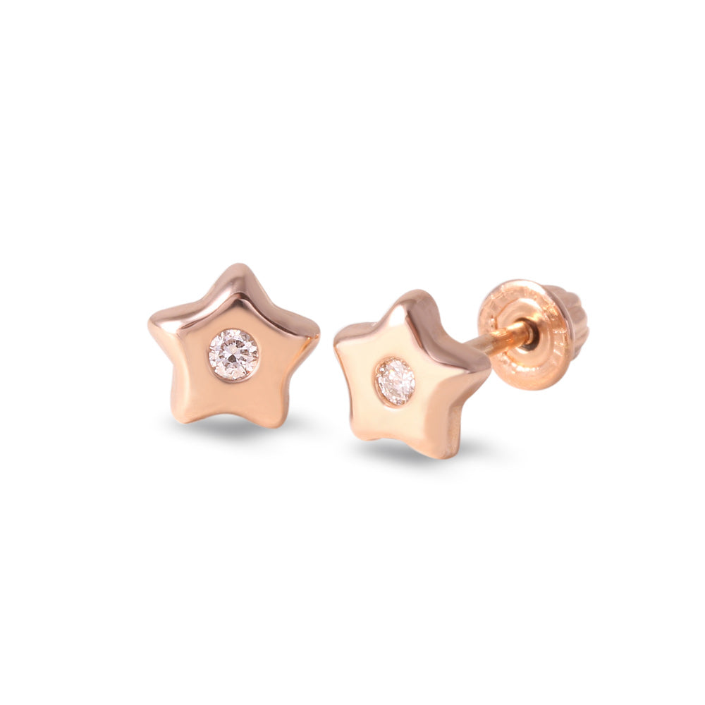Broqueles con diseño estrella con diamante 0.02 ct