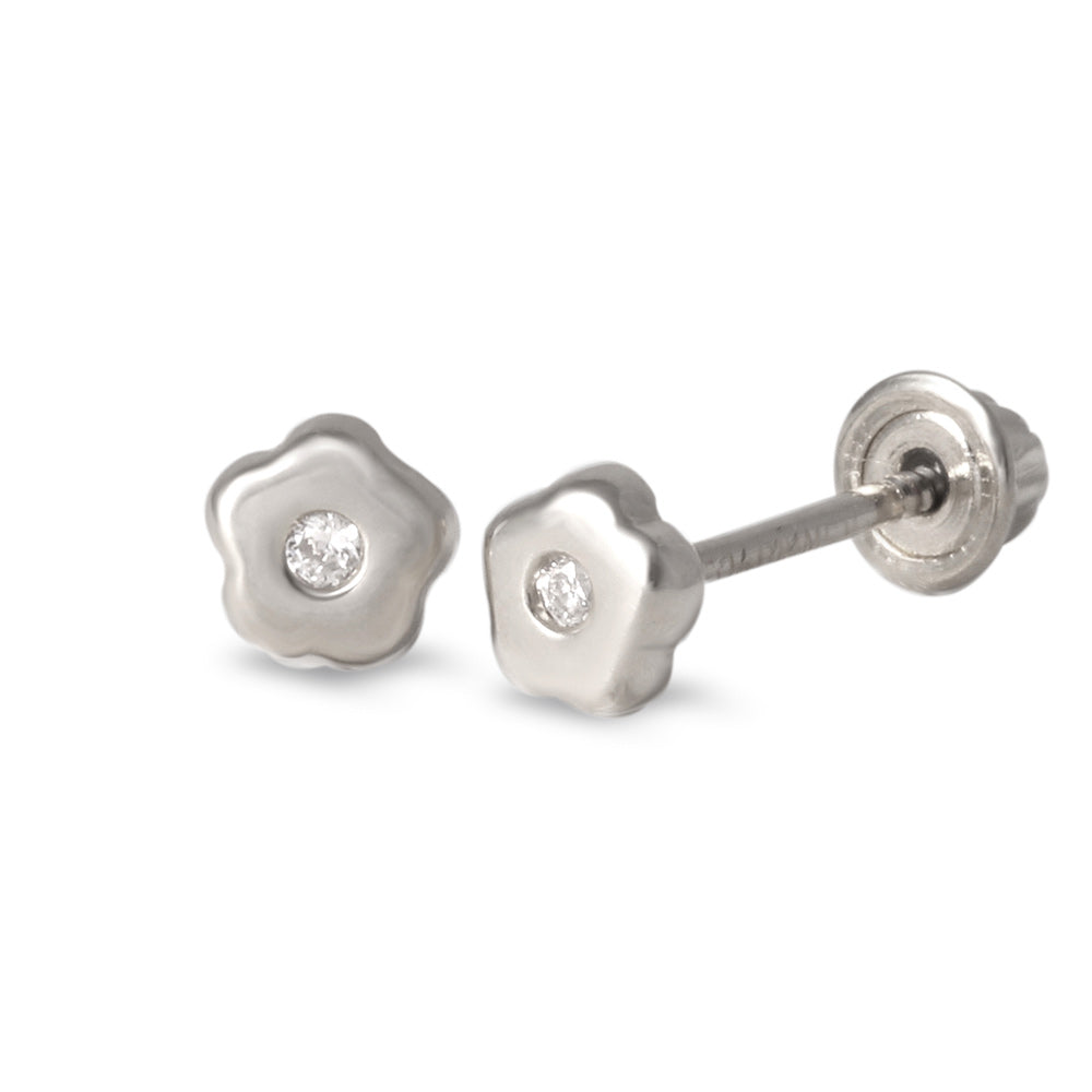 Broqueles con diseño flor con diamante 0.02 ct
