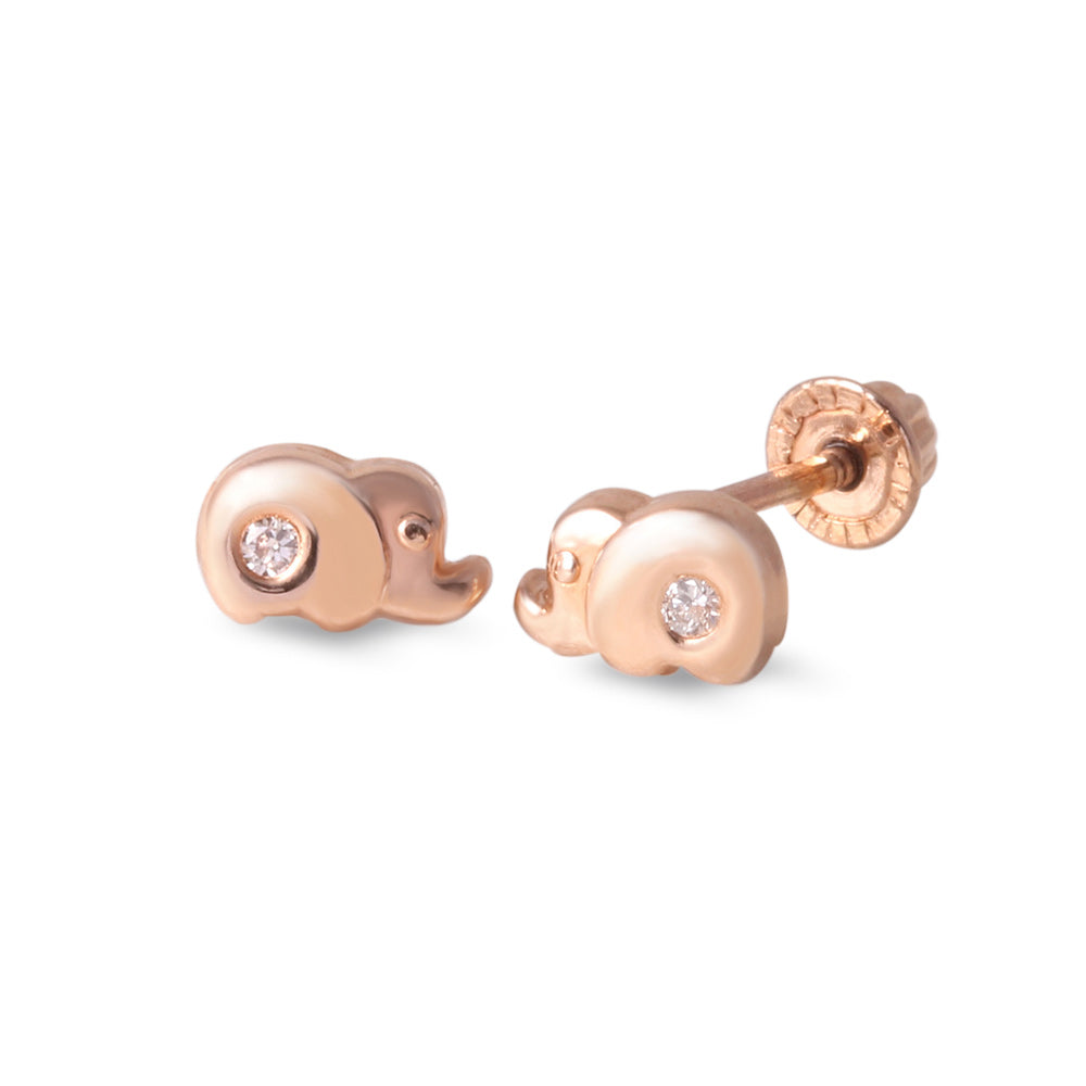 Broqueles con diseño elefante con diamante 0.02 ct