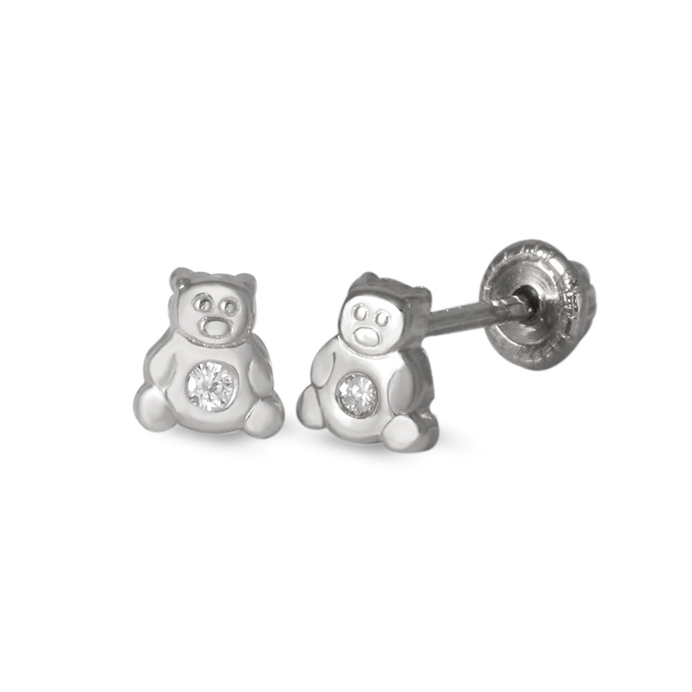 Broqueles con diseño osito con diamante 0.02 ct