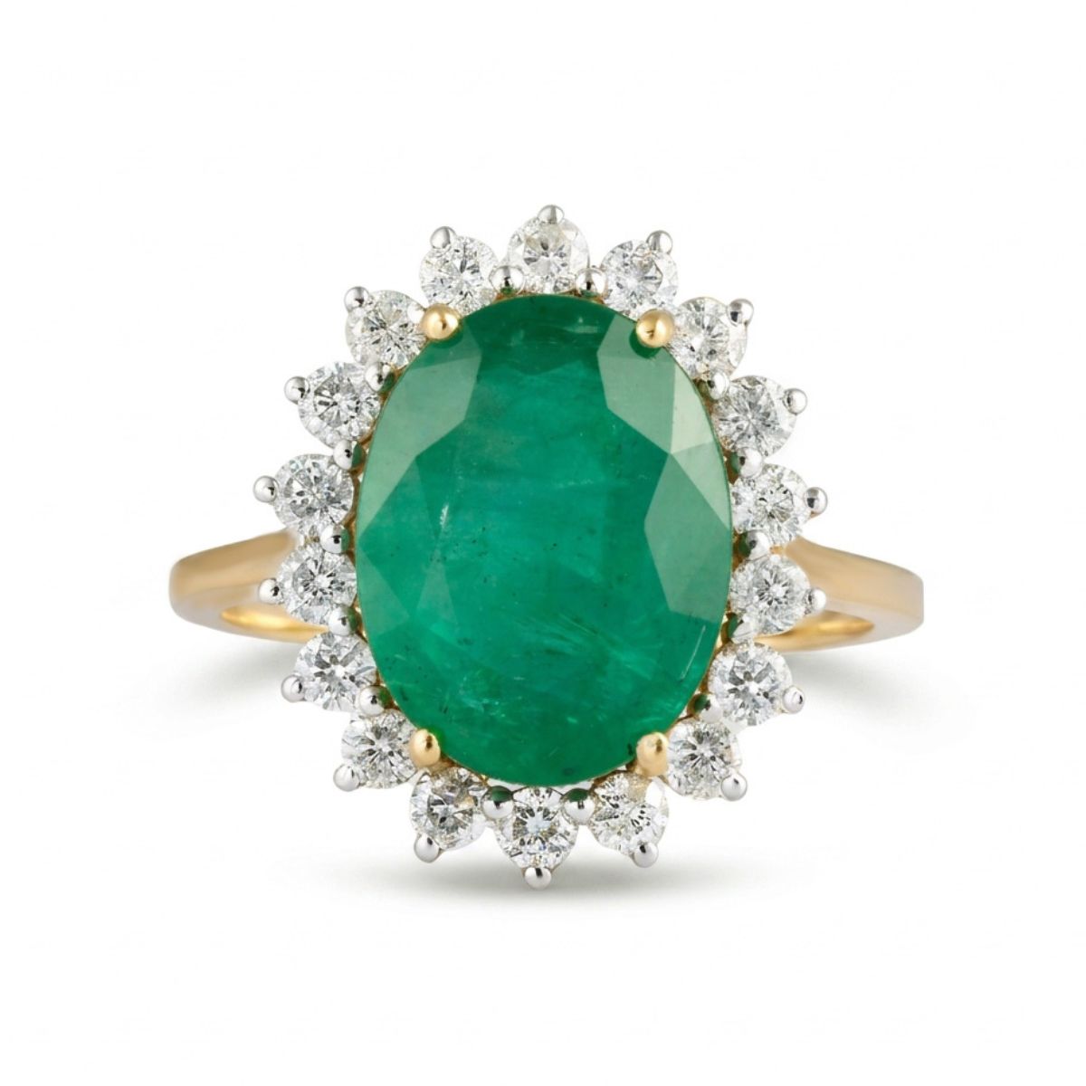 Anillo con esmeralda y halo de diamantes